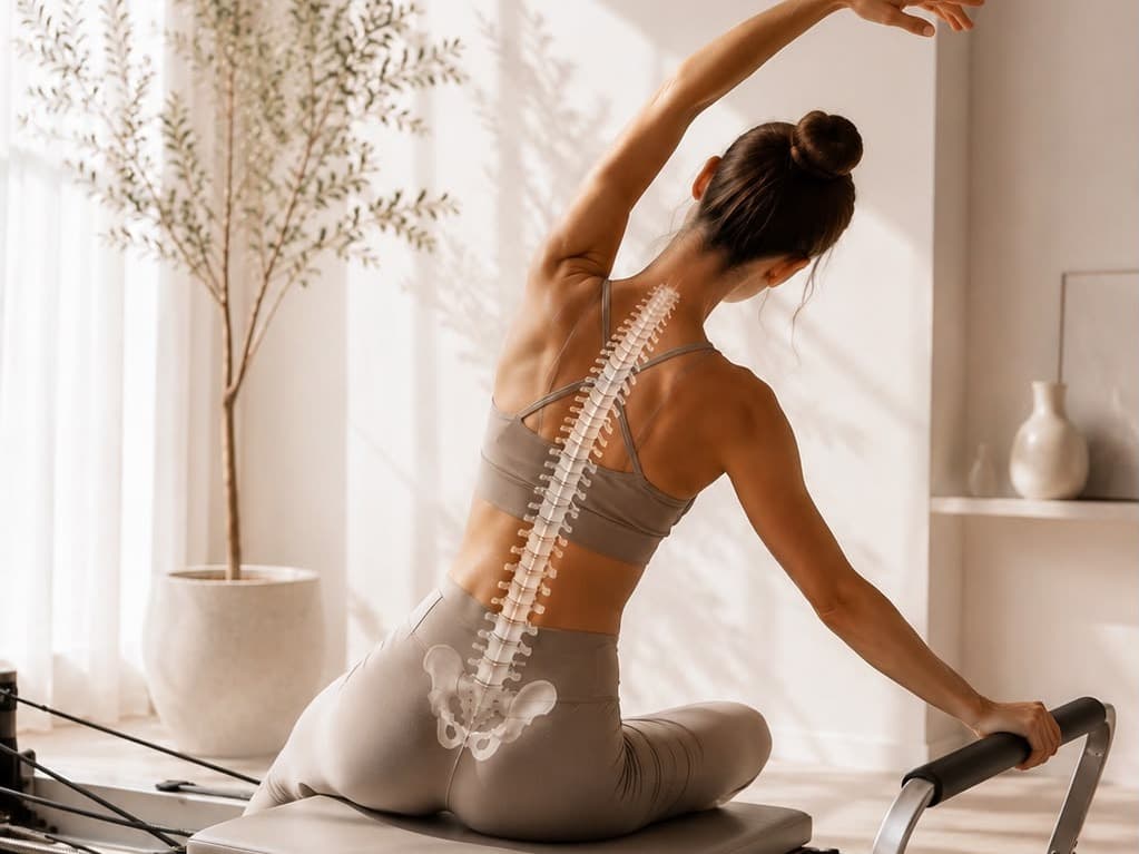 Reformer üzerinde omurga odaklı pilates çalışması